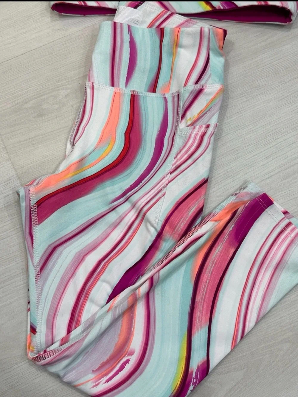 Avia Multicolor Swirl Active One-Piece Set - Pink, Aqua, Coral, Yellow